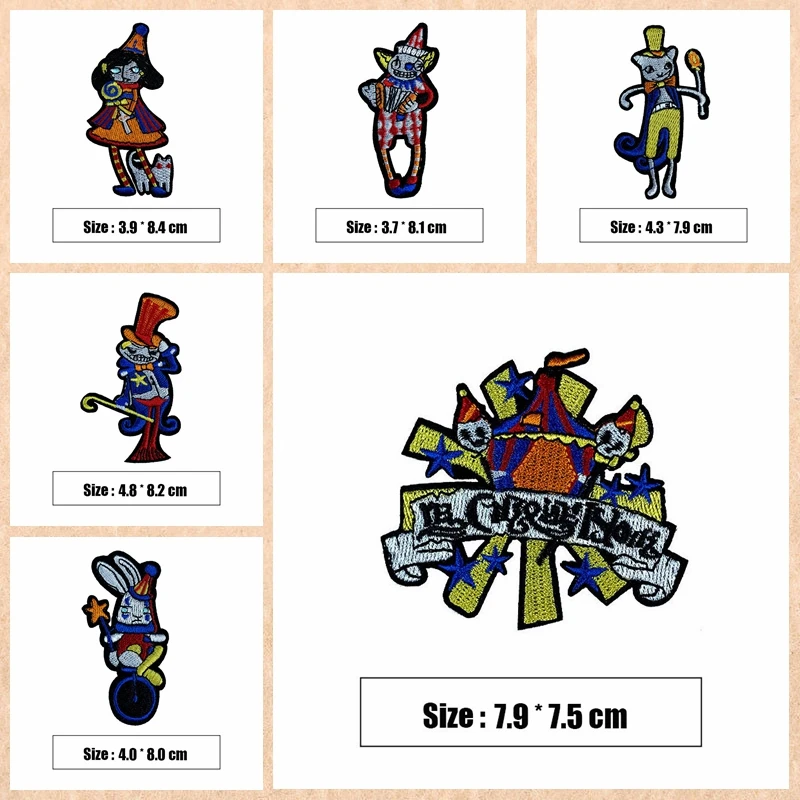 

Cartoon Clown Circus Embroidery Cloth Stickers Children's Clothes Bag Hole DIY Embroidery Patch Stickers Clothing Accessories