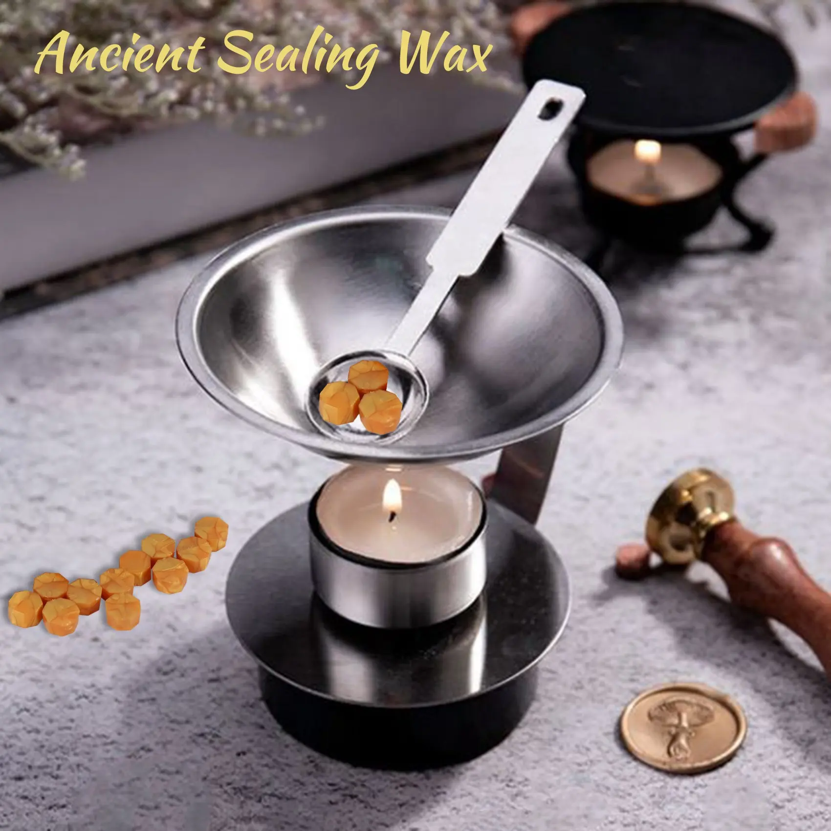 100Pcs Sealing Wax Seal Beans Stamp Beads for Vintage Craft Envelope Wedding Ancient Tools -Golden