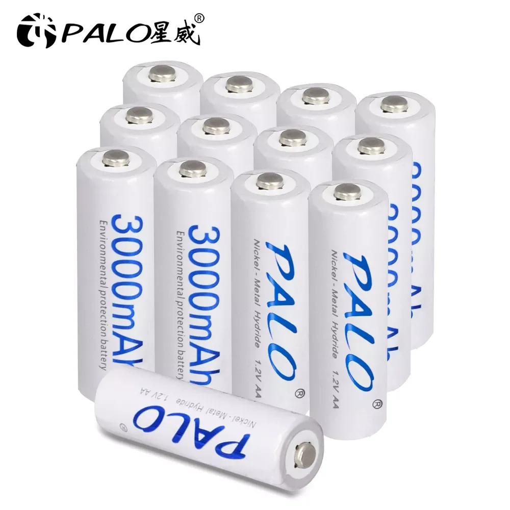 

PALO 2-24 pcs AA battery rechargeable 1.2V 3000mAh AA 2A nimh original high capacity current batteries aa batteria aa batteries