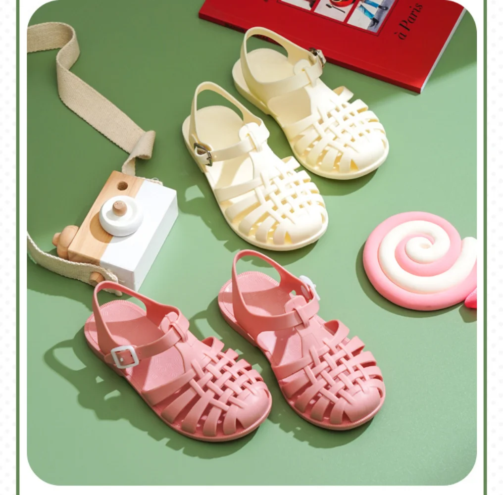 Сандалии-желе детские с круглым носком ПВХ перфорацией римские сандалии для