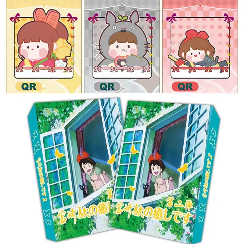 

Wholesales 48Boxes New Hayao Miyazaki Collection Cards Blind Box Case Booster Rare QR Anime Playing Game Cards Child Kids Toy