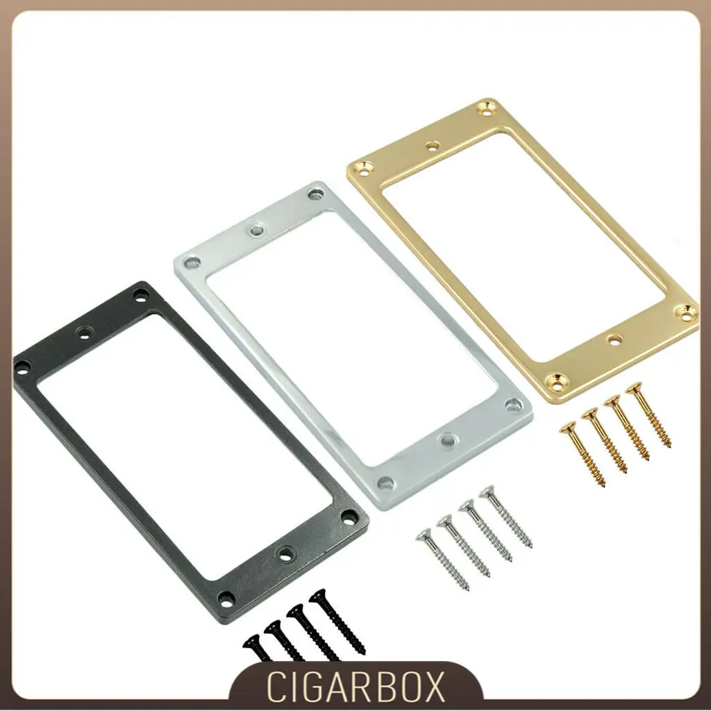 

2PCS Electric Guitar Humbucker Pickup Ring Guitar Metal Flat Frame Mounting Ring Humbucker Pickup Mounting Ring Flat Base+Screws