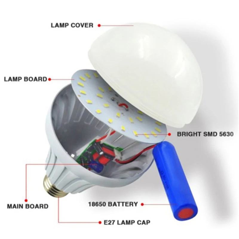 

E27 7W 9W 12W LED Smart Emergency Light Led Bulb Rechargeable Battery Lightin