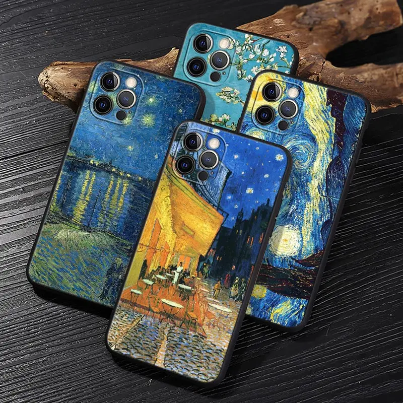 

Van Gogh Cafe Terrace Starry Night Sunflower Funda For iphone 14 Case For iPhone 11 12 13 14 Pro Max XS X XR 7 8 Plus 6 SE Cover