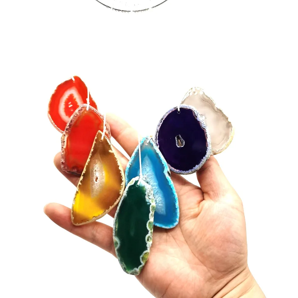 Natural Gravel Tree Of Life Braid Car Ornament With Tassel Agate Slice Colorful Mineral Crystal Curtain Hanging Home Decoration