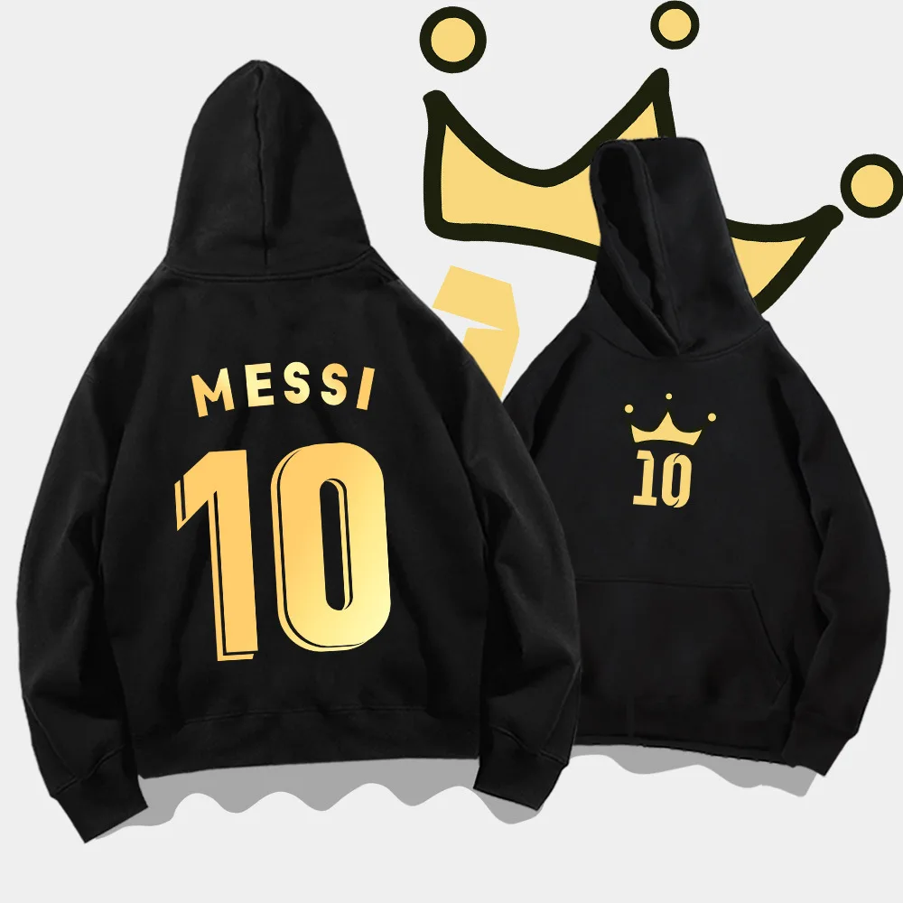 

Argentine Football Superstar Messi Crown Hoodie Jersey Number 10 Printing Sweatshirts Casual Clothes Fan Adult Man Woman Costume