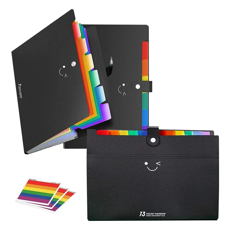 

3Pcs Expanding File Folders, 13 Pockets & 7 Pockets File Organizer Accordion File Holder, A4 File Folder Organizer