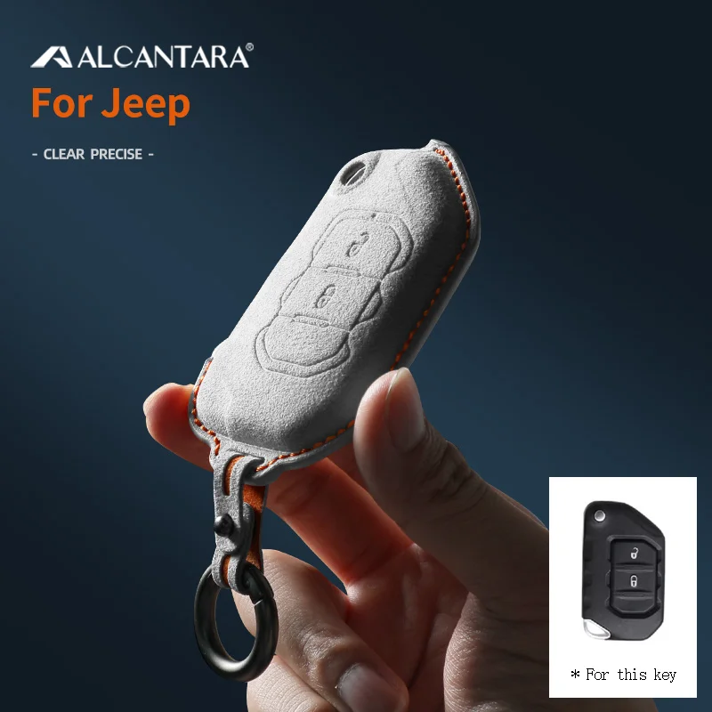

Брелок для автомобильного ключа из алькантары, чехол для ключа, пряжка для 2018-2022 Jeep Wrangler JL JK JLU XD Gladiator JT, 2 кнопки