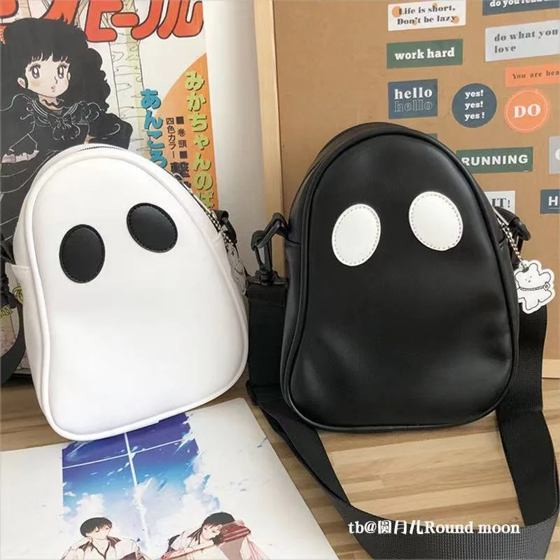 

Japan Style Ghost Bag PU Casual Solid Zipper Shoulder Bags Pures and Bags Crossbody Girls Bag Unisex