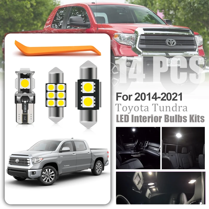 Для Toyota Tundra 2014-2021 светодиодная интерьерная с Canbus светильник комплект 14 шт. Сменные лампы для карты купольное зеркало для туалетного столика Stepwell ящик для перчаток