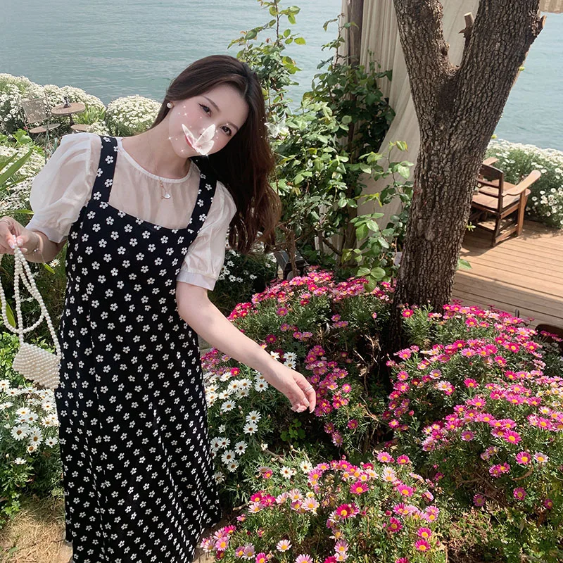 

Black and White Summer Comfortable Maternity Floral Dress