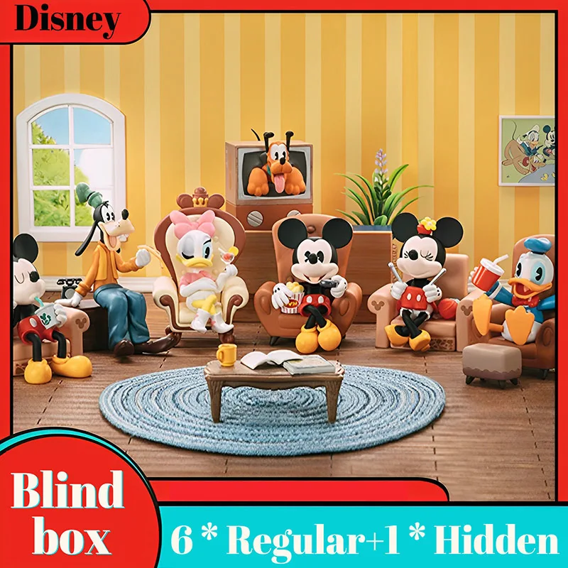 

Disney Mickey Mouse Minnie Donald Duck Friends Gather Happy Time Series Blind Box Toys Action Figures Mystery Box For Kids Gift