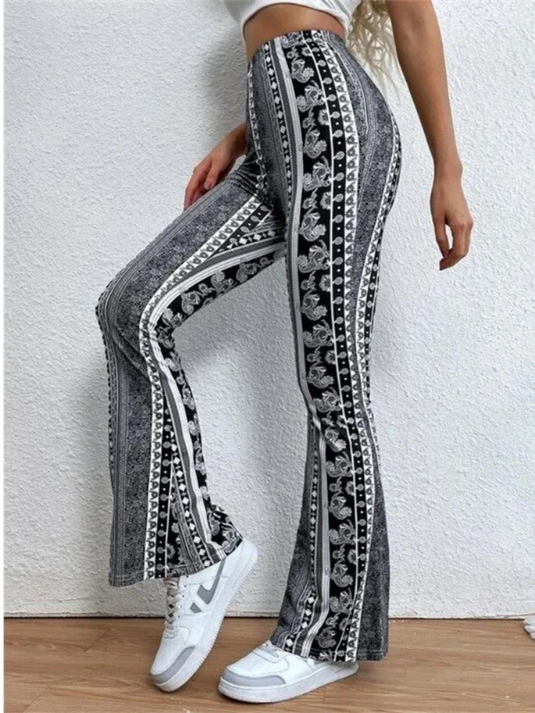 

Vintage Printed Flared Pants Women Stretchy Flared Pants High Waist Casual Trousers Sexy Fashion Skinny Wide Leg Flare Pants