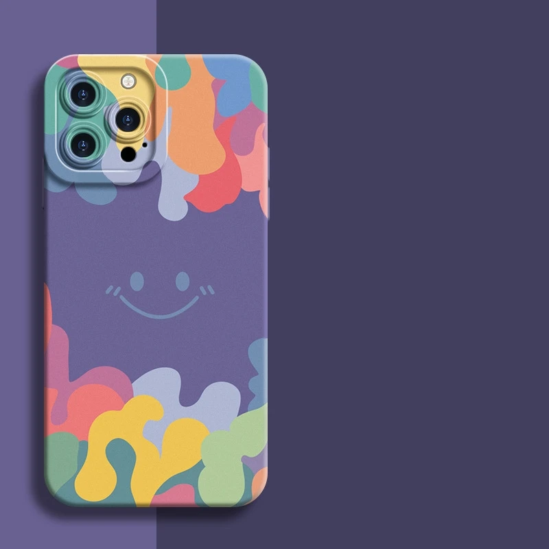 Фото Цветной жидкий силиконовый чехол для телефона Skin Touch Feel Simile Design для iPhone 17Air 16, 15, 14, 13, 12, 11 Plus Pro Max, мягкий ТПУ №4