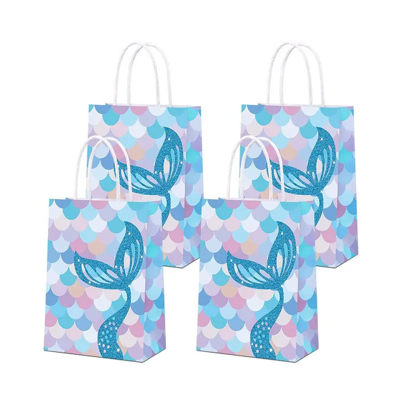 

New10/20Pcs Colorful Cute Mermaid Tail Paper Gift Bags Candy Boxes Kids Theme Birthday Party Decoration Girl Baby Shower Supplie
