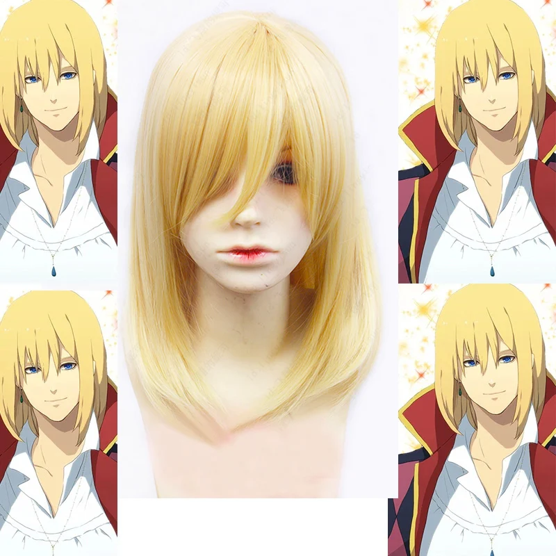 Howl's Moving Castle Wizard Howl Wigs Short Blonde Heat Resistant Synthetic Hair Cosplay Wig + Wig Cap