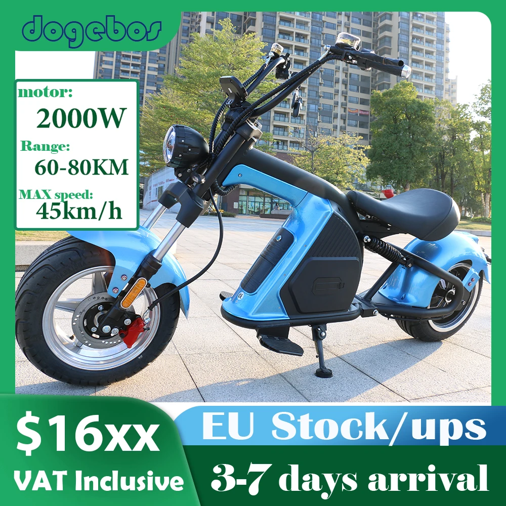 

[Ship fromNL]2000W Adult Electric Motorcycle Citycoco45MPH One Key Start with 60V30AH Removable Lithium Battery with Big Display