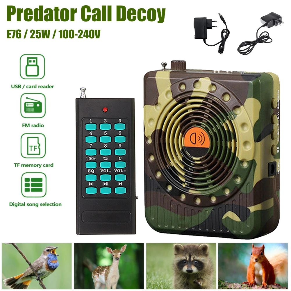 

Hunting Speaker Remote Control Bird Caller Predator Sound FM Radio MP3 Player Lanyard Kit Camouflage Hunting Decoy Accessories