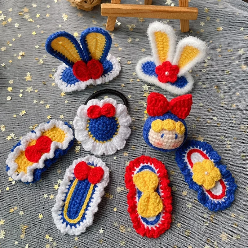 Новая шерстяная заколка ручной работы вязаная крючком для волос милый детский