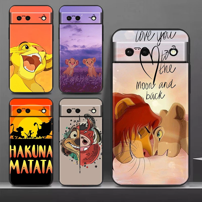 

Lion King Simba for Google Pixel 8 7 6 Pro 6a 5 5a 4 4a XL 5G Silicone Soft Black Phone Case Cover Shell