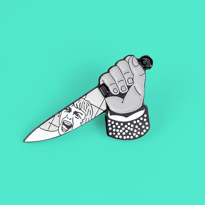 Броши Bates Motel с эмалью для женщин, значок на лацкан в готическом стиле с изображением Альфреда из фильма «ужасы», нож-убийца хит, кинжал, ювелирные изделия