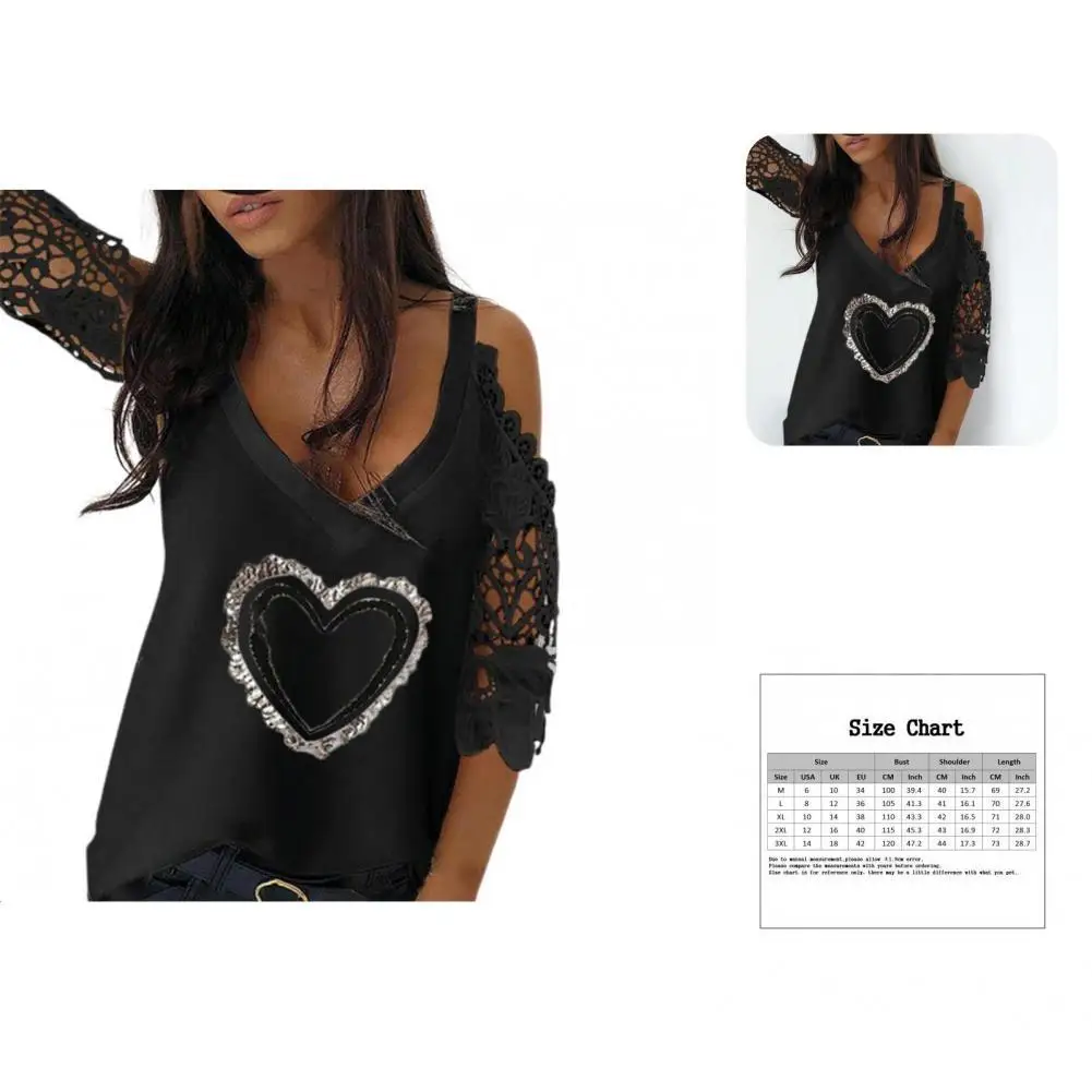 

Lady Top Practical 5 Sizes V Neck Strappy Loose Pullover Lady Blouse for Party Lady Shirt Women Blouse