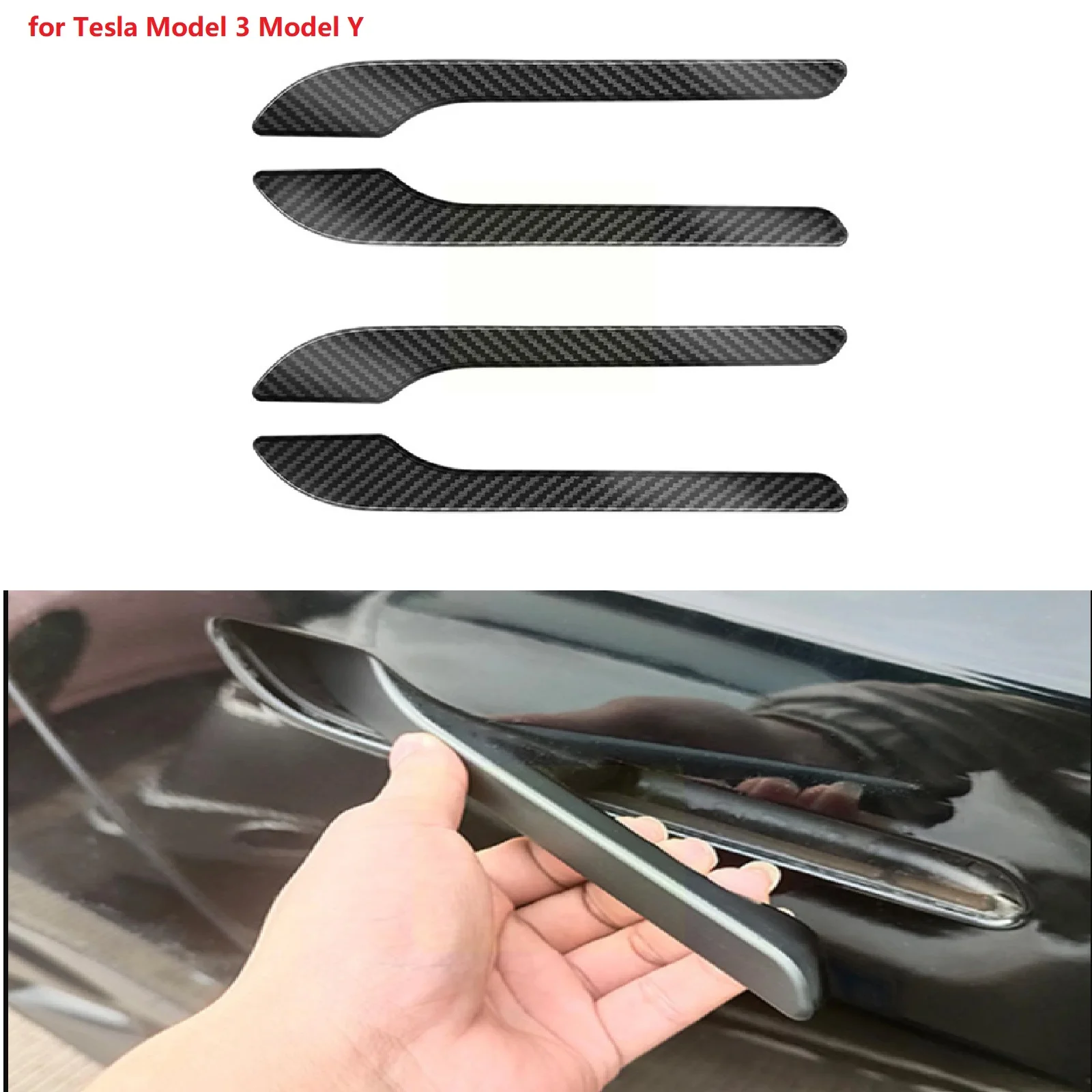 

Car Door Handle Wrap Decoration Stickers for Tesla Model 3 Model Y 4 Pieces ABS Plastic Modification Handle Cover Kit Prot Z3L3