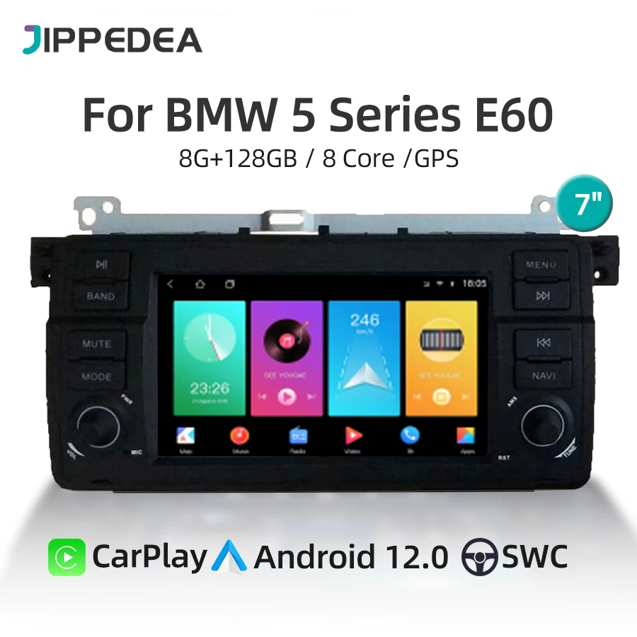 7" Carplay Multimedia Player Radio 4G LTE Android 12.0 8G+128G 8 Core GPS DSP Car Player Radio WiFi for BMW E46 M3 Rover 75 MG