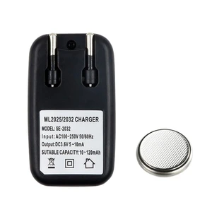 EU Plug CR2032 Charger Adapter For LIR2032 LIR2025 ML2032 ML2025 CR2032 Button Cell Rechargeable 41QA
