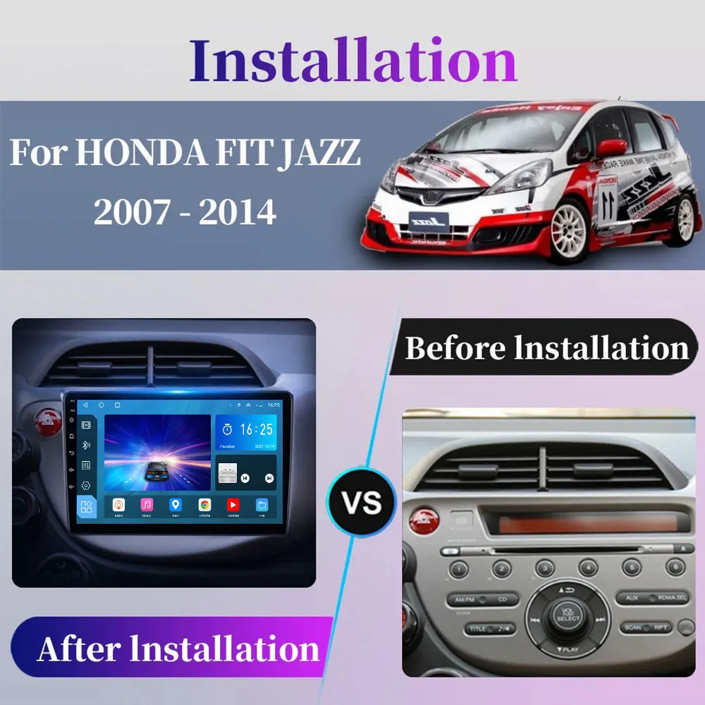 Автомобильный радиоприемник Android 14 для Honda Fit JAZZ 2007-2013 стерео GPS Carplay