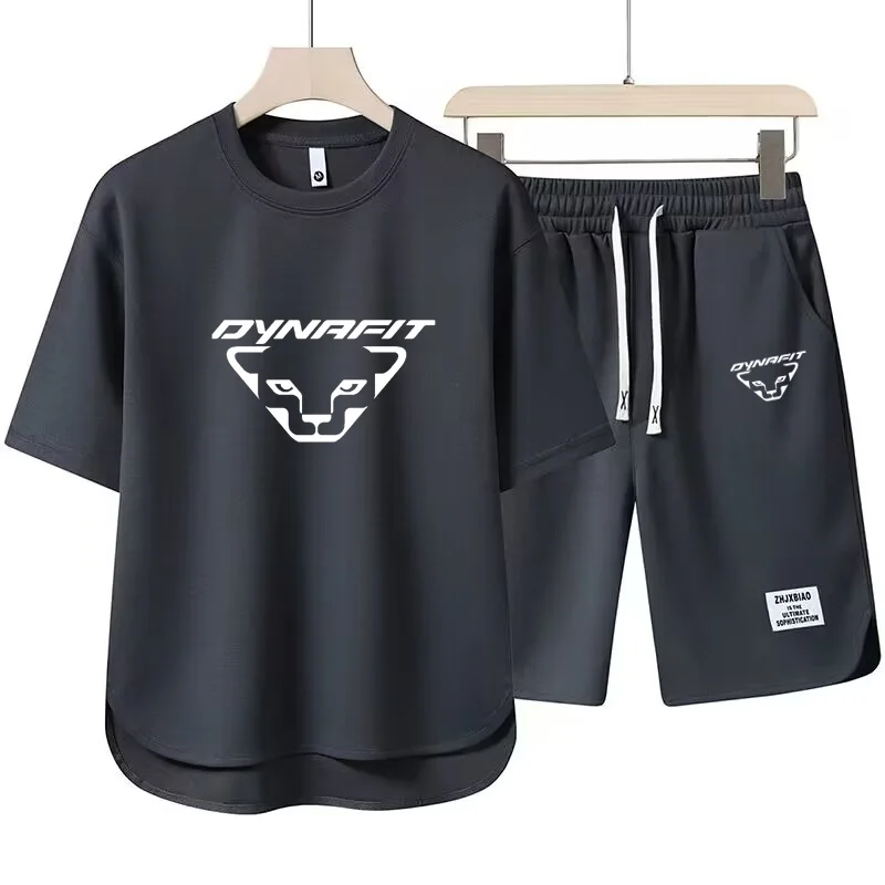Summer New Men's 2-Piece T-shirt Tops+Shorts Set Fashion Printing Loose Harajuku Style Street Apparel Casual Golf Sportswear