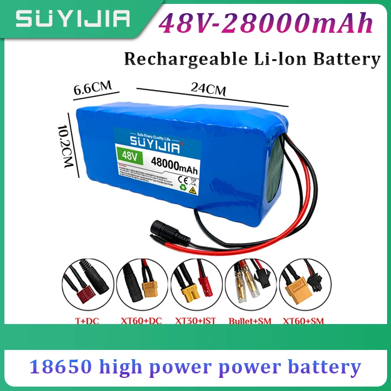 

New 13S6P 48V Rechargeable Lithium Battery Pack High Power Power Lithium Battery 18650 28000mAh Suitable for Electric Bicycles