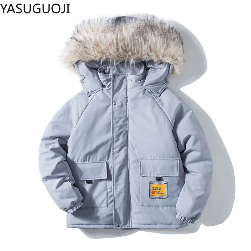 

YASUGUOJI Men Winter Thicken Jackets and Coats Mens Warm Casual Fur Hooded Coat Fashion Streetwear Male Overcoat Parka Hombre