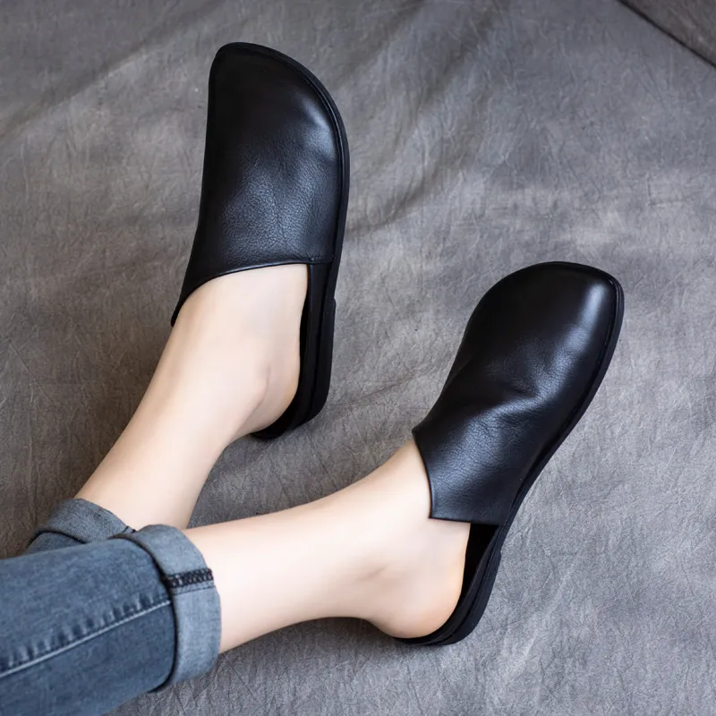 Mules Women Leather Slippers Low Heels 
