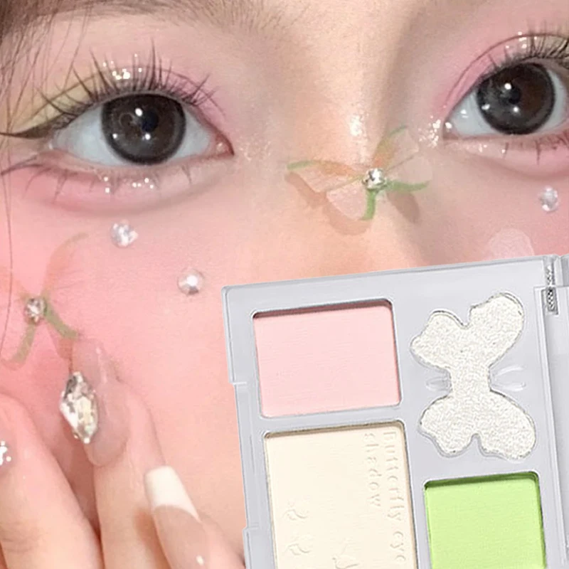 

4 Color Matte Glitter Eye Shadow Palette Nude Green Shiny Pearl Girl Eyeshadow Lasting Waterproof Nature Eye Makeup Cosmetics