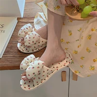 cute bow slipper for women girls fashion kawaii summer cotton flip flops woman lovely house slippers elegant shoes