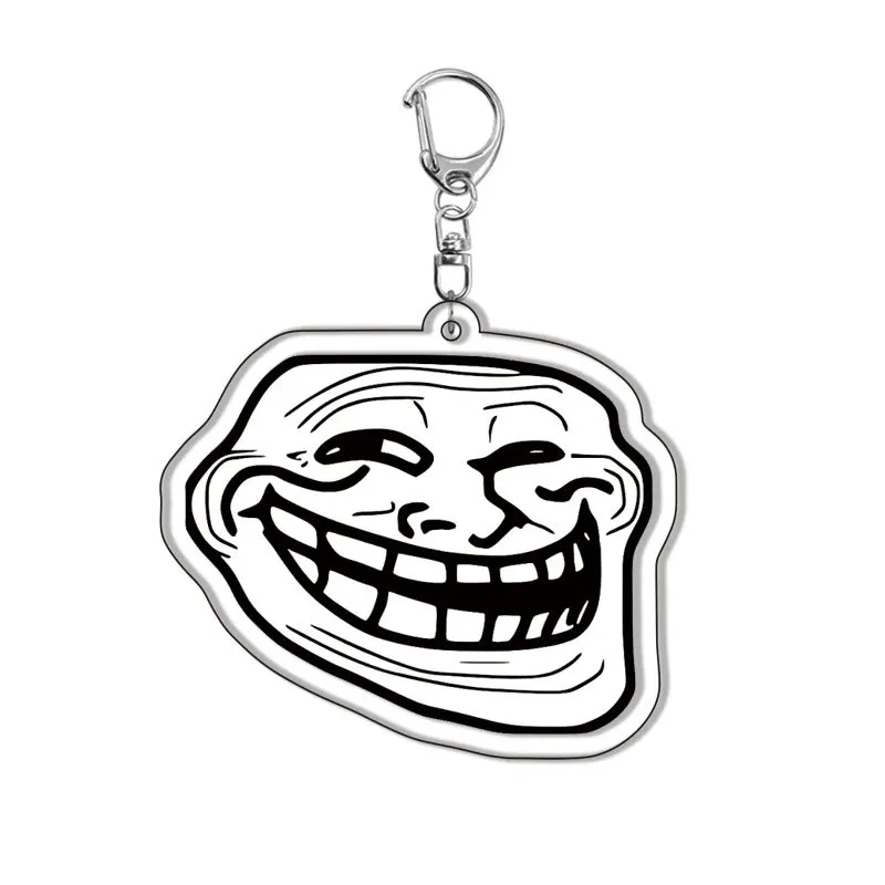Фото Забавный брелок TrollFace для аксессуаров, сумка NoMeGusta Rage Face ForeverAlone, кулон, брелок, кольцо, брелок, ювелирные изделия, подарки для фанатов №2