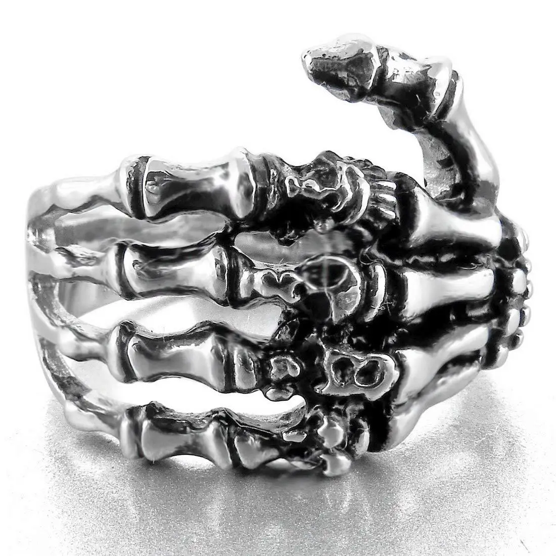 

Sell Europe and The United States retro skeleton ring, dark punk claw hand bone ring gothic accessories halloween men women