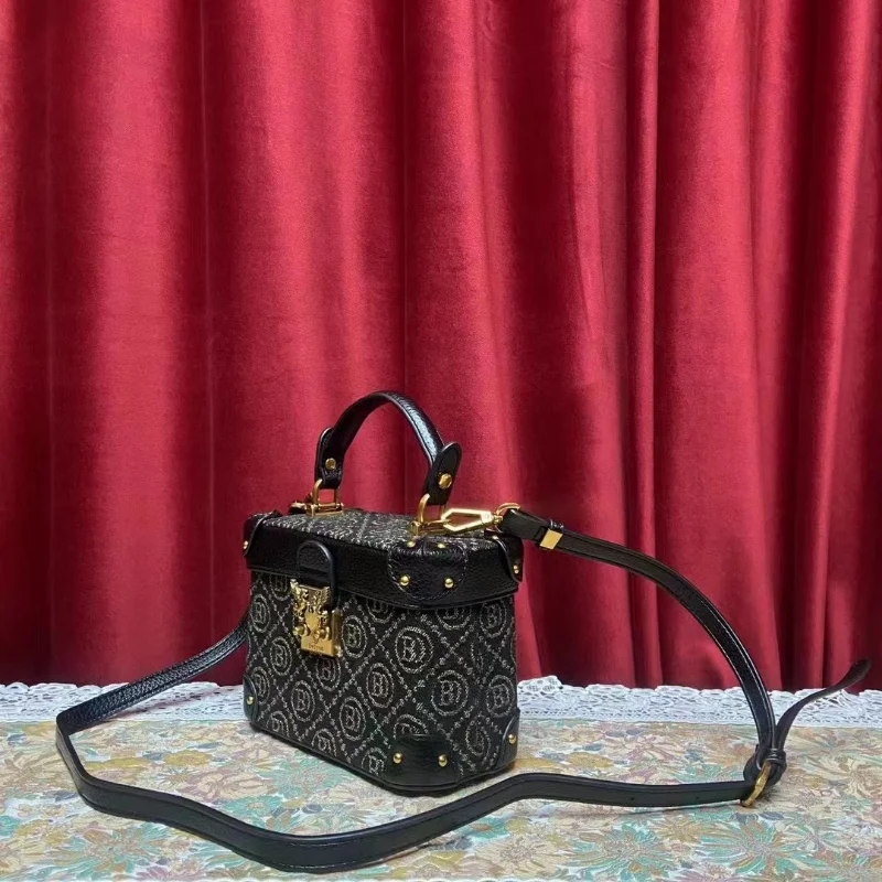 Luxury Denim Embroidered Square Box Handbag Leather Women's Bag 2023 New Style Buckle Purse One-shoulder Satchels Sac