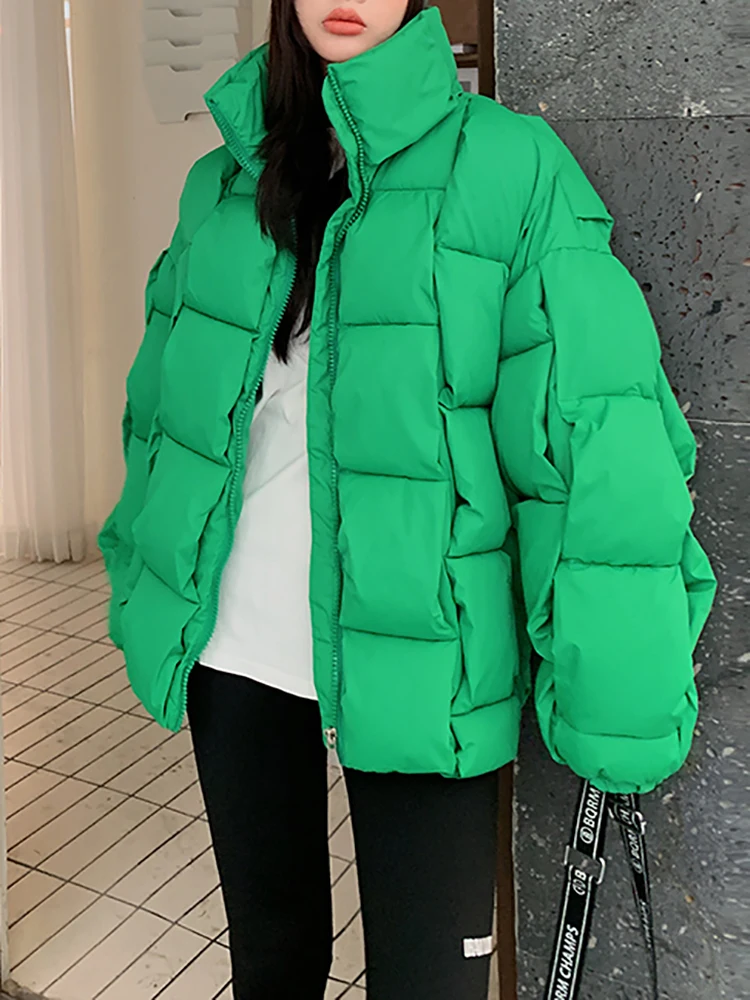 AOSSVIAO Winter Parkas for Women Autumn 2023 New Korean Fashion Oversized Coats Plaid Puffer Jacket Thicken Warm BF Outerwear