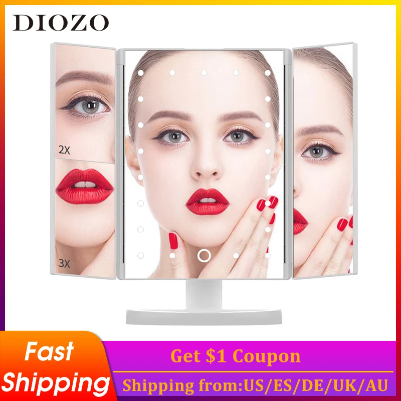 

DIOZO Magnifying Makeup Mirror Flexible 1X/2X/3X Magnifying Cosmetics Mirrors Touch Screen Makeup Mirror with 21 LED Lights