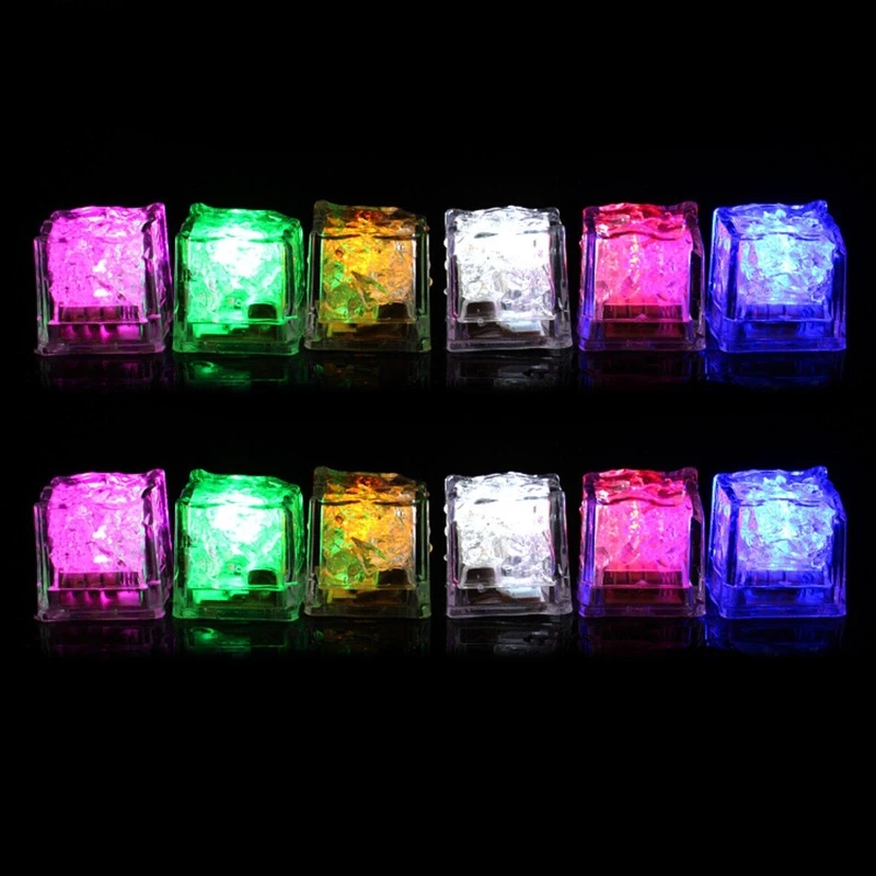 

LED Ice Cube Liquid Sensor Flashing Blinking Glowing Light up Ice Cubes for Drinks Party Wedding Bars Christmas