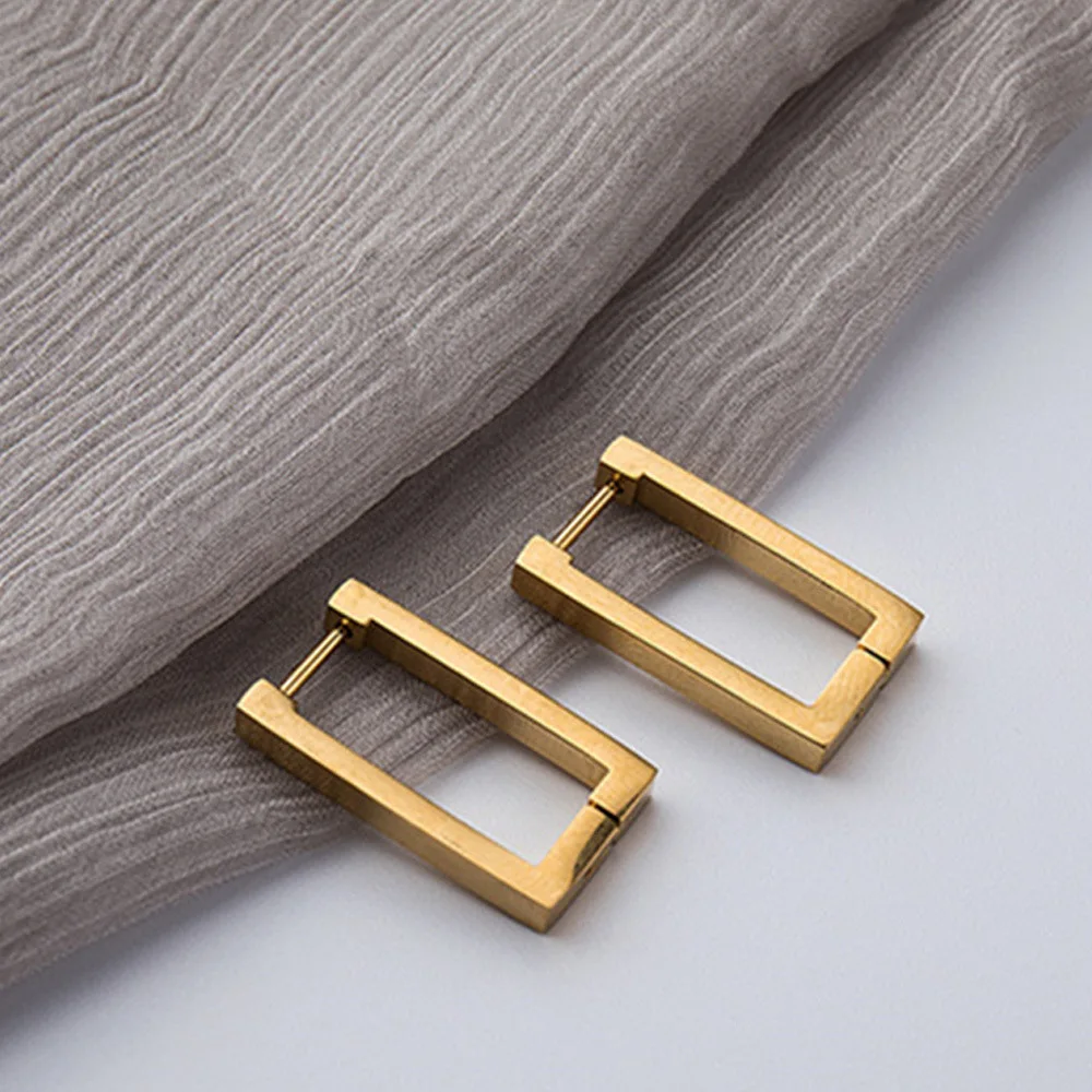 

Fashion Stinless Steel Earrings Geometric Simple Metal Punk Rectangular Gold Color Earrings for Women Trendy Jewelry 2022