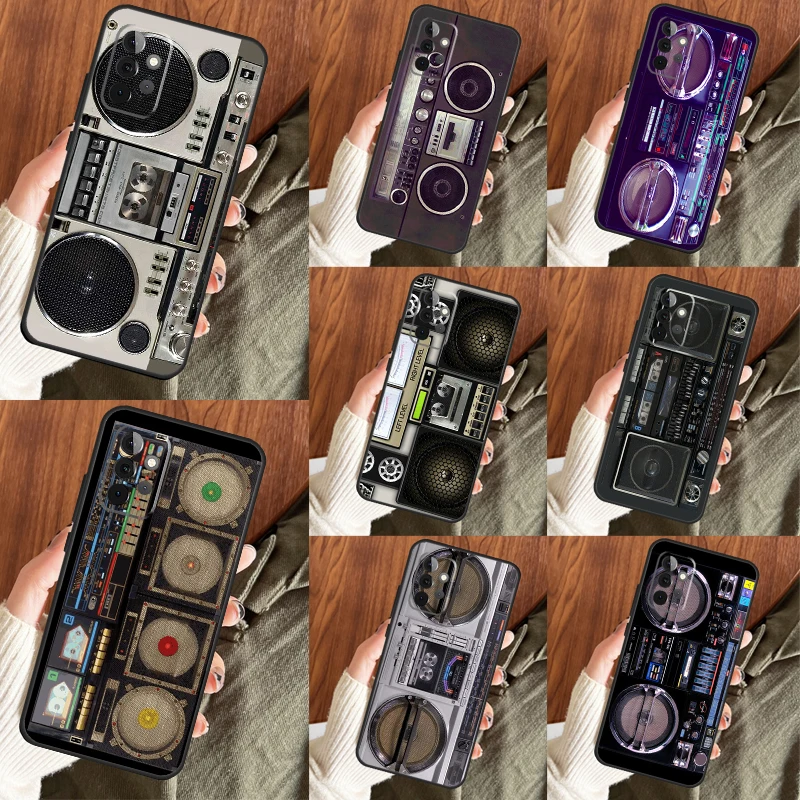 Retro Black Boombox Case For Samsung Galaxy A13 A33 A53 A73 A51 A71 A12 A22 A32 A42 A52 A72 A14 A34 A54 Cover