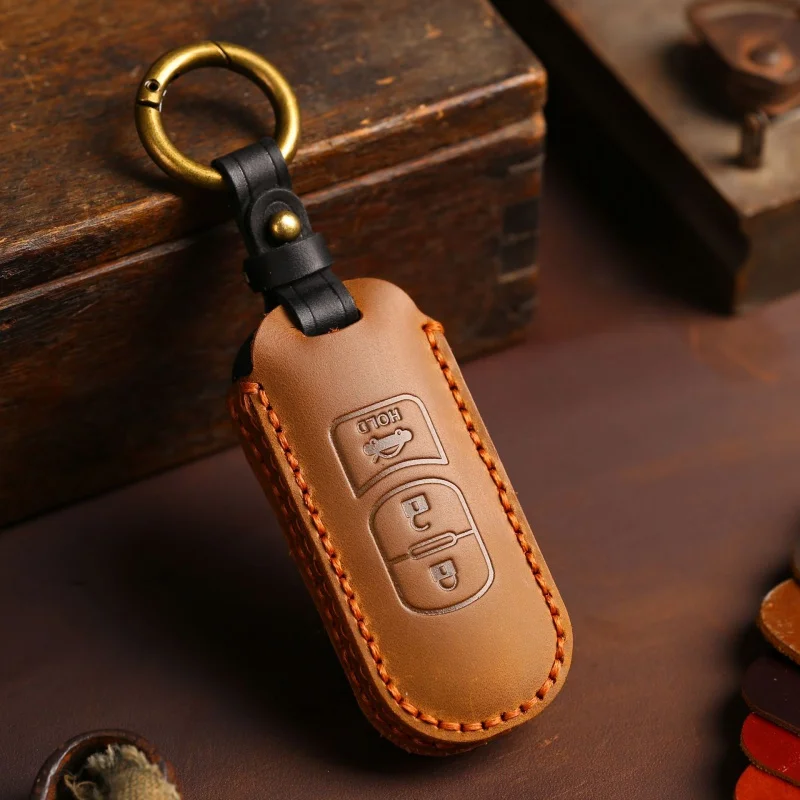 

For Fob Protector Car Key Case Cover Leather Keychain Holder Accessories for Mazda 3 Axela Cx4 Cx5 Cx30 Cx8 Keyring Shell Bag