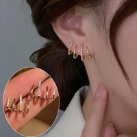 new korean shiny four claws stud earrings for women dainty zircon ear clip earring girls birthday party wedding fashion jewelry