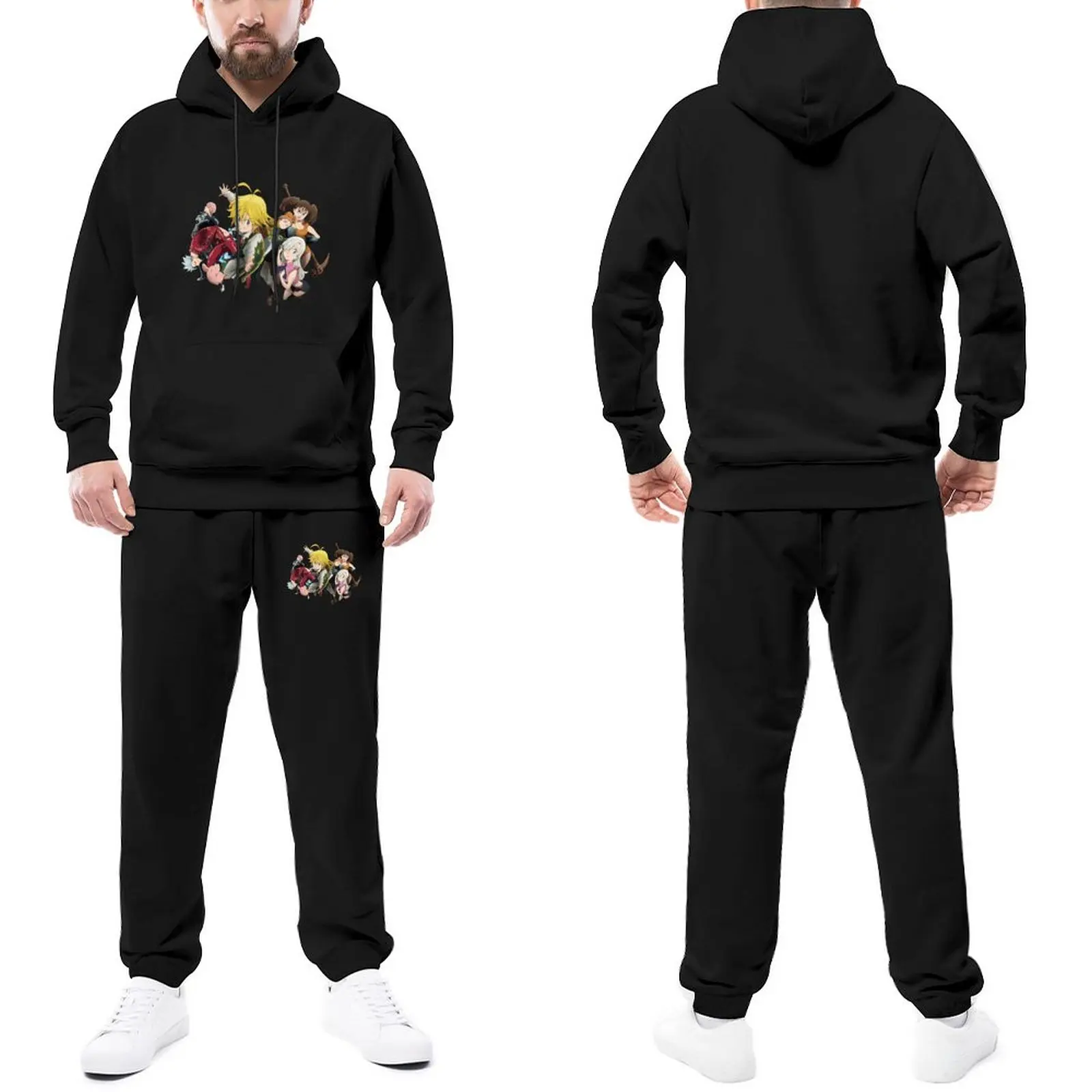 

The Seven Deadly Sins Tracksuits Anime Jogger Sets Street Style Hooded Set Winter Casual Hoody Sweatpant Set Plus Size 2XL 3XL