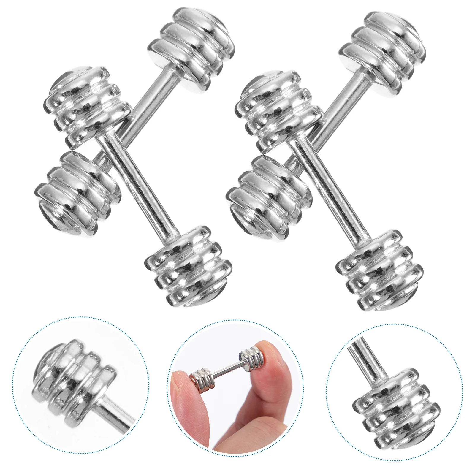 

5 Pcs Dumbbell Exercise Model Metal Trim Mini Gym Room Dumbbells House Miniature Crafts Stainless Steel Ornament