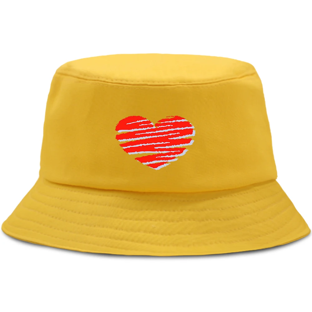 

Heart-shaped ripples Cute Bucket Hat Sunscreen Beach Harajuku Fishing Fisherman Hats Foldable Outdoor Casual Panama Cap Unisex