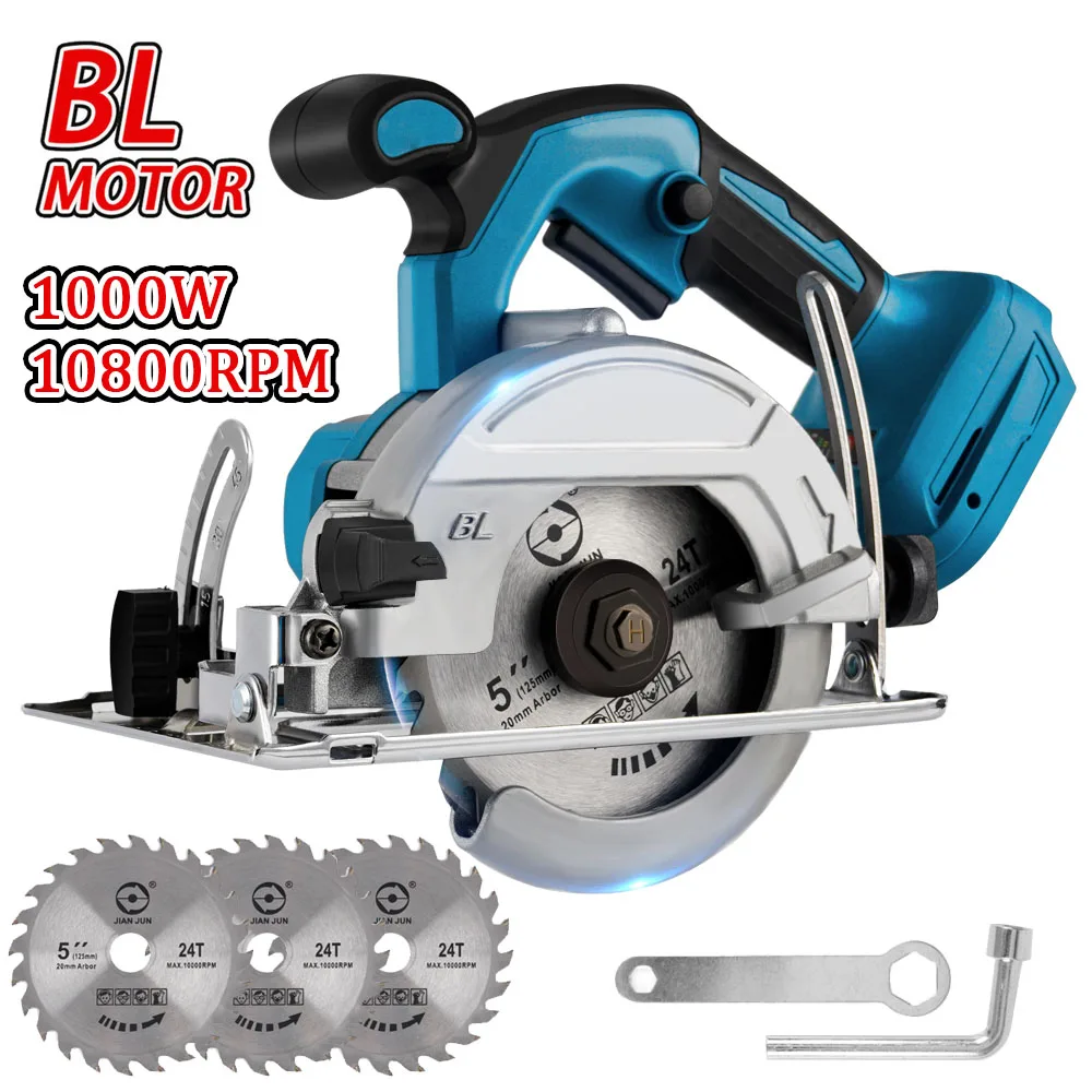 1000W Brushless Electric Circular Saw 10800RPM Cordless Multifunctional Woodworking Cutting Power Tool For Makita 18V Battery